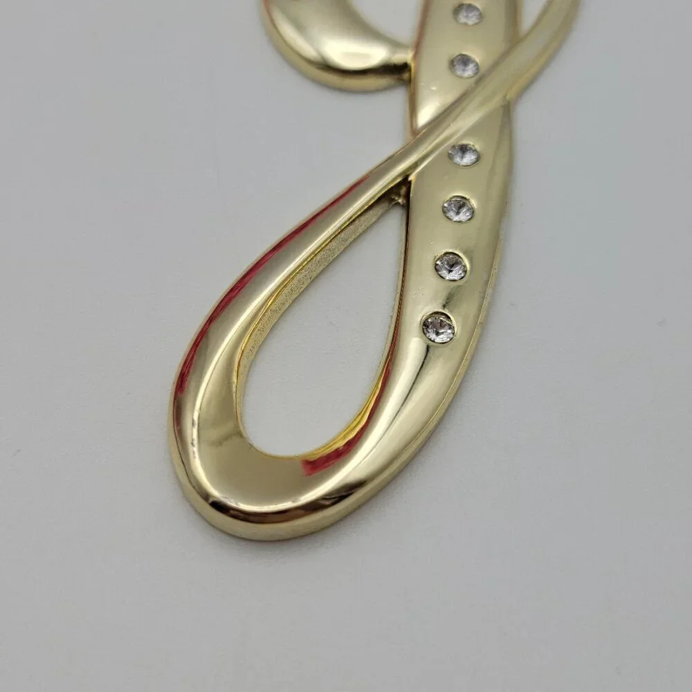 Harvey Lewis Letter J Ornament Gold Tone Clear Crystal 4